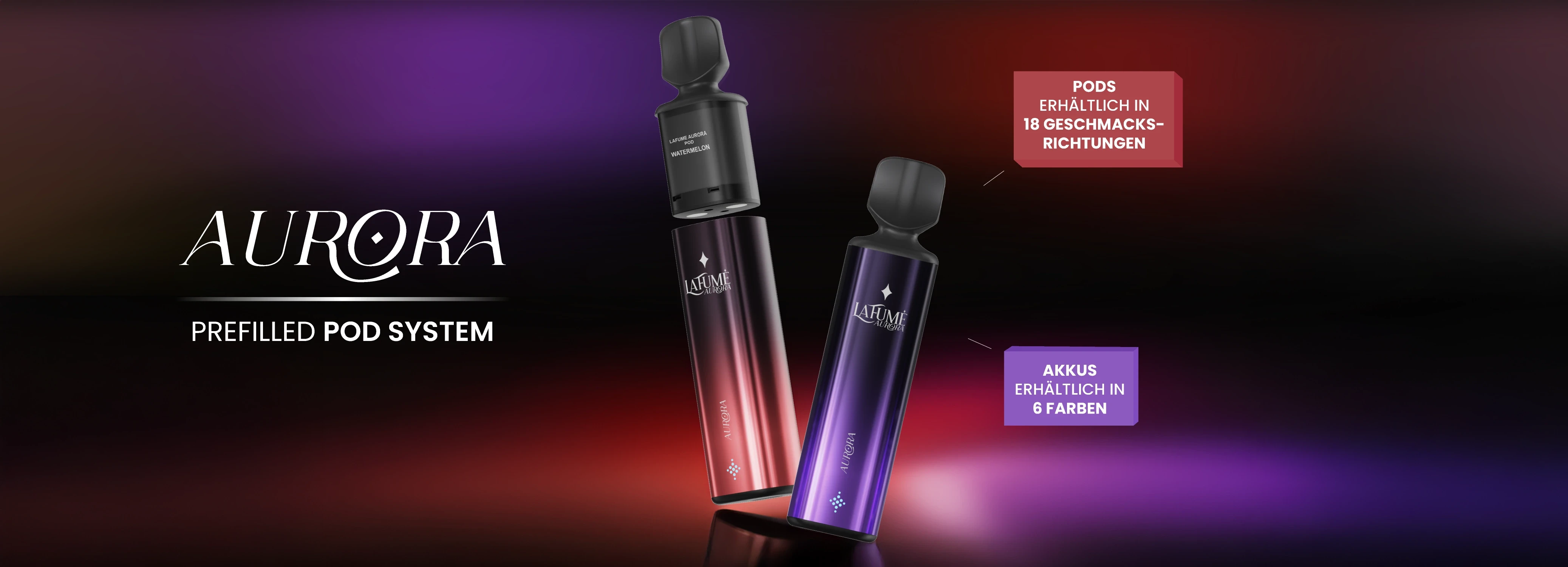 La Fume Aurora Prefilled Pod E-Zigarette, Erhältlich in 18 Geschmacksrichtungen, Akkus erhältlich in 6 Farben, Kiwi Passion Fruit Guava, Triple Berry, Grape